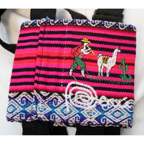 Peruvian Bottle Holder Lanyard Shoulder Strap Native Textile Hiking Outdoor Geo - Picture 3 of 4